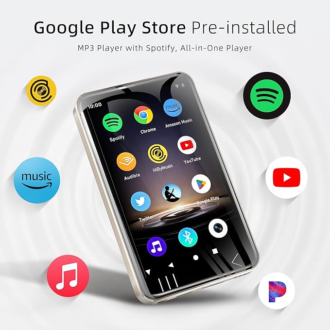G7 MP3 Player with Bluetooth and WiFi- MP4 Player with Spotify and Camera, Android MP3 Player, Touchscreen 144GB MP4 Music Player with Speaker,Support YouTube, Audible