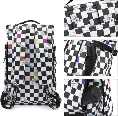 Kalesi Gym Duffle Bag Backpack 4-Way Waterproof with Shoes Compartment for travel Sport Hiking laptop (Checkerboard)