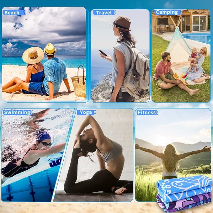 2 Pack Lightweight Thin Beach Towel Oversized 71"x32"