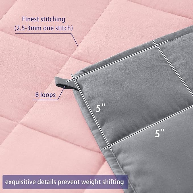 King Size Weighted Blanket for Adults (25 lbs, 80” x 87”, Pink Grey) Cooling Heavy Blanket for Sleeping Perfect for 240-260 lbs, Breathable Blanket for Adults & Couple All Season, Machine Washable