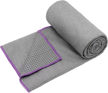 Eunzel 2 Pack Hot Yoga Towel with Grip Dot, Non Slip Yoga Mat Towe Sweat Absorbent Towel for Hot Yoga,Bikram, Pilates and Fitness 72" x 24", Grey