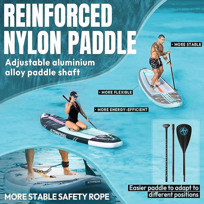 11'6"x35" Inflatable Paddle Board, 450lbs Extra Wide Stand Up Paddleboard for Adults with Premium SUP Accessories Kit & Backpack, Blow Up Kayak Non-Slip Stable Deck Boat for Yoga Fishing Surf