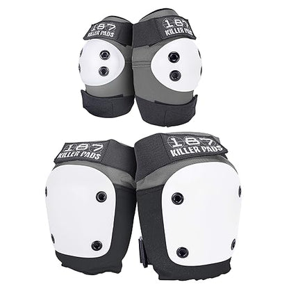 187 Killer Pads Knee Pads, Elbow Pads Combo Pack, Grey, X-Small