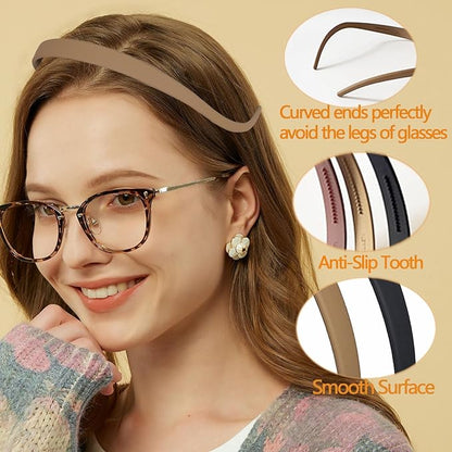 10 Pack Flex No Pressure Headbands for Women - Comfortable Plastic Headbands with Teeth