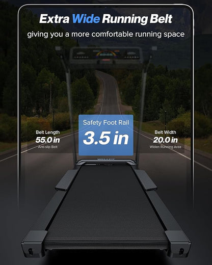 WELLFIT Auto Incline Treadmill, 10% Incline Heavyduty Treadmill with Pulse Sensor, 4.5HP, 10 MPH, 500 lbs Capacity, 20'' x 55'' Running Area Treadmills with Bluetooth Player & LED Display