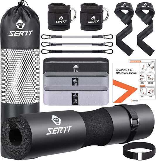 12Pcs Foam Barbell Pad Set for Squats 1 Gym 1 Carry 2 Lifting 2 Ankle 3 Ankle 3 Hip