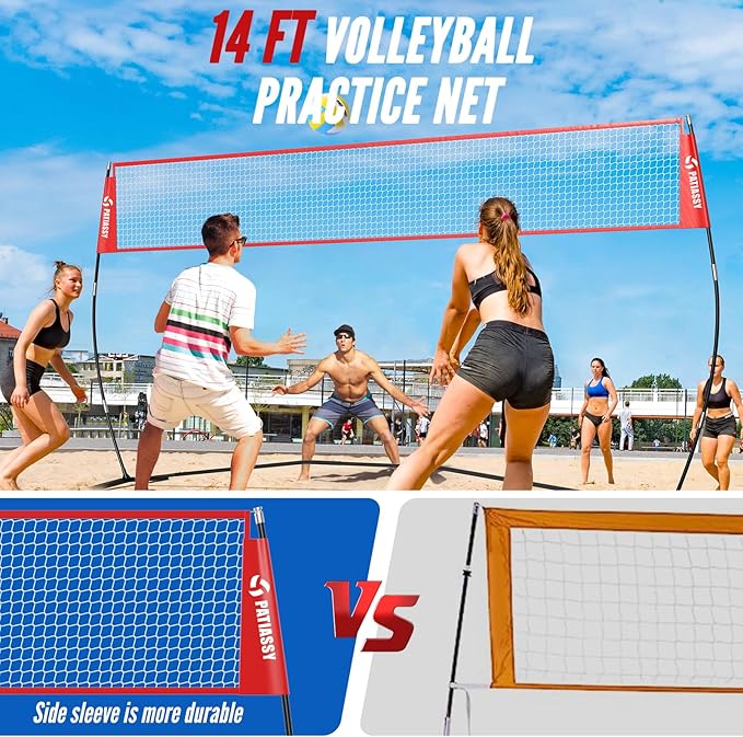 14ft Freestanding Volleyball Practice Net for Indoor or