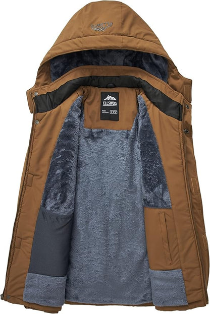 ELLSWOS Men's Waterproof Ski Jacket Winter Snow Coat Warm Hooded Raincoat Windproof Windbreakers