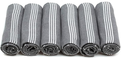 HAVLULAND Turkish Beach Towels Oversized -100% Turkish Cotton Super Soft Lightweight - Absorbent and Quick Drying Bath Towel - Sand Free Beach Towel - Turkish Towels for Adults (Grey, 12 Pack)