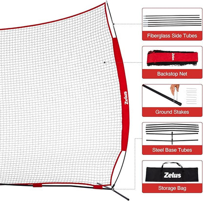 12x9ft / 16x10ft Barricade Backstop Net, Ball Sports Barrier, Practice Net for Baseball, Softball, Lacrosse, Soccer, Basketball and More