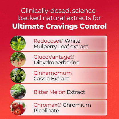 Happy Mammoth Ultimate Cravings Control – Sugar & Carb Cravings Support, Chromium, Natural Appetite Management & Metabolism Supplement for Adults, Non-GMO, No Gluten, Dairy, Soy or Sugar, 48 Capsules