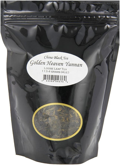 English Tea Store Golden Heaven Yunnan China Black Tea Pouches - 4oz | Loose Leaf Black Tea from Yunnan Province | Malty Smooth Flavor | Premium Chinese Tea | Hot or Iced Brewing