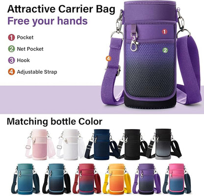Insulated Water Bottle | Thickened Stainless Steel Vacuum Metal | Portable Sports Water Jug for Gym and Hiking with Straw, Carrier Bag, Handle Strap | BPA-Free 32 oz