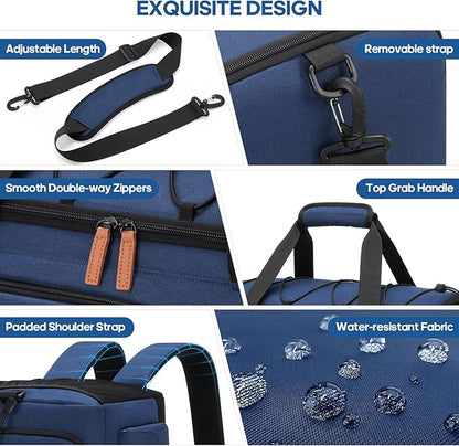 Gym Bag for Men and Women with Shoe & Laptop Compartment, 3-in-1 Sports Travel Duffel Bag Anti-Theft Weekender Carry-On Backpack for Airplane & Workout, Overnight Travel Bag,35L (Blue, Medium)