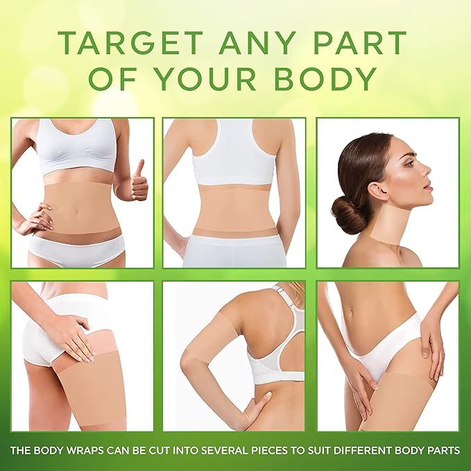 Body Wrap With Guarana, Green Tea, and Seaweed Wraps Works for Stomach Belly Legs Arms Abdomen. 6 Wraps + Gel