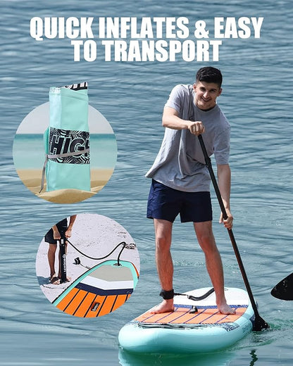 Highpi Inflatable Stand Up Paddle Board for Youth and Adults – Wide Sup with Premium Accessories, Blow Up Paddleboard for Surfing, Fishing, Yoga & More