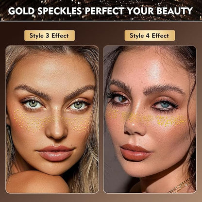 Glitter Freckles,Glitter Freckles Face Tattoo,Gold Freckles,Sparkle Freckles,Face Glitter Makeup Patches,6pcs