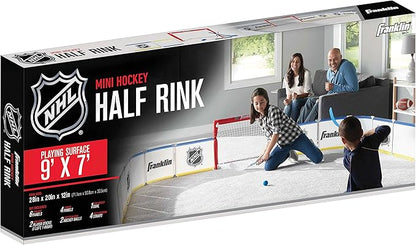 Franklin Sports Mini Hockey Rink Set - Half Rink Knee Hockey Goal, Mini Sticks, and Ball Set - Indoor Mini Hockey Rink - Official NHL Licensed White