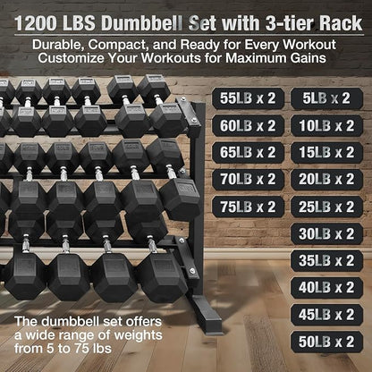 550 lbs 1200lbs 2100 lbs Dumbbells Weight Set, Hex Dumbbell Sets, Gyms Weights Dumbbells Sets, Weight Set for Home Gym, Strength Training, Fitness Center Equipment