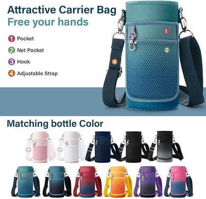 Insulated Water Bottle | Thickened Stainless Steel Vacuum Metal | Portable Sports Water Jug for Gym and Hiking with Straw, Carrier Bag, Handle Strap | BPA-Free 32 oz