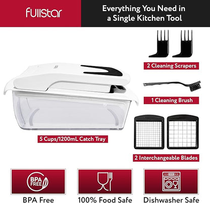 Fullstar The Original Pro Chopper - Vegetable Chopper and Spiralizer, Food Chopper with Container, Fruit Slicer, Kitchen Gadgets & Accessories, Home Essentials (2 in 1, White)
