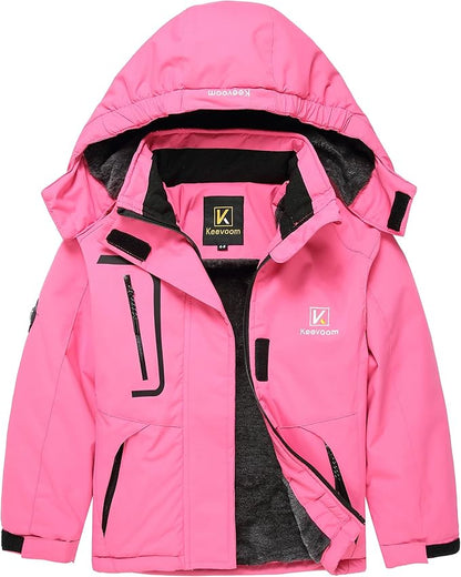 Keevoom Girl's Ski Jacket Winter Warm Thick Snow Coat Windproof Kids Outdoor Hooded Jackets