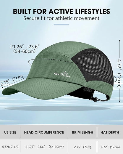 GXCROR Performance Baseball Cap for Men & Women - UPF 50+ Running Hat, Lightweight Quick-Dry Sports Hat for Golf, Hiking, Gym