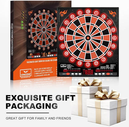 Electronic Dartboard, Electric Dart Boards for Adults,Electronic Scoreboard, Light-Up Led Display, 12 Darts Soft Tip Professional Dart Board and Extra Tips, Up to 8 Players