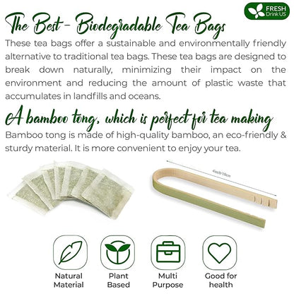 FreshDrinkUS, Premium 25 Tea Bags Soursop Turmeric, 100% Natural, Blend of Soursop Leaves, and Turmeric Root. Made with Natural Material Tea Bags. No Sugar, Vegan.