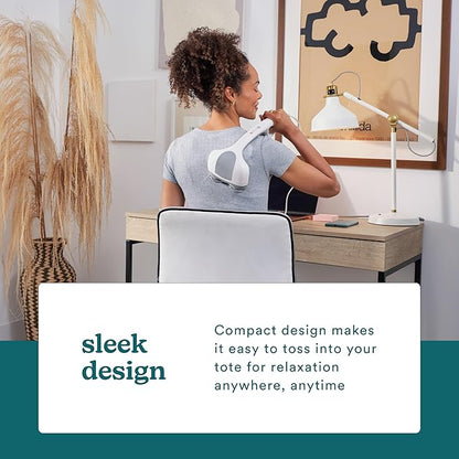 Homedics Back Massager - Heated Automatic Percussion Back, Body and Neck Massager with Dual Pivoting Heads, Interchangeable Nodes, for Shoulders, Legs and Feet, White