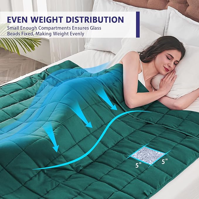 King Size Weighted Blanket for Adults (25 lbs, 80” x 87”, Dark Green) Cooling Heavy Blanket for Sleeping Perfect for 240-260 lbs, Breathable Blanket for Adults & Couple All Season, Machine Washable