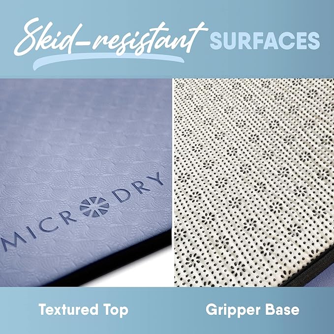 MICRODRY Deluxe Fitness Exercise Yoga Mat for Home & Gym, Extra Thick for High Impact Training, Multi Layered Skid Resistant Surface, Odor Neutralizing with Carrying Strap