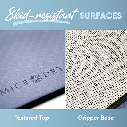 MICRODRY Deluxe Fitness Exercise Yoga Mat for Home & Gym, Extra Thick for High Impact Training, Multi Layered Skid Resistant Surface, Odor Neutralizing with Carrying Strap