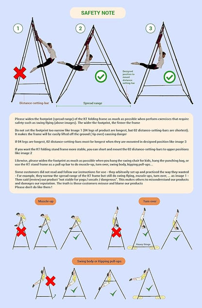 KT Dedicated Stand Frame For Aerial Yoga And Therapy Sensory Hammock Model KT1.1520YG. Foldable, Portable, Height Adjustable, Stable and Durable Upgraded Yoga Swing Stand Frame