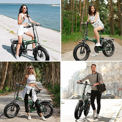 Foldable Electric Bike for Adults, 30+MPH, 48V 20Ah Removable Battery up to 80Miles, 20" Fat Tire Peak 1000W Motor Dirt Ebike Adult Electric Bicycle for City Commute Beach Mountain Adventurous E Bike