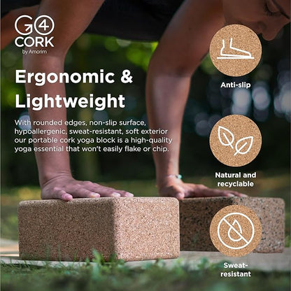 Go4Cork Cork Yoga Block for Yoga, Pilates & Meditation | Non-Slip, Hypoallergenic, Sustainable, Non-Toxic Yoga Block