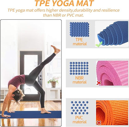 Yoga Starter Kit - 11-Piece Set with Yoga Blocks, Strap, Ball, Mat, Carrying Strap, Net Bag, Cooling Towel