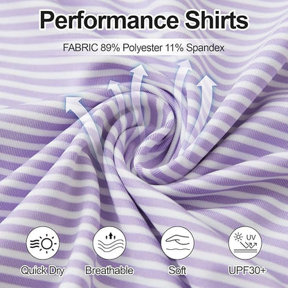 Golf Shirts for Men - Moisture Wicking Short Sleeve Performance Sport Casual Striped Collared Mens Polo Shirt