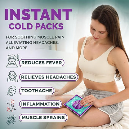 Instant Ice Cold Pack (6” x 5”) - 25 Packs Disposable Instant Ice Packs for Injuries | Cold Compress Ice Pack for Pain Relief, Swelling, First Aid, Toothache, & Outdoor Activities -Subscribe & Save