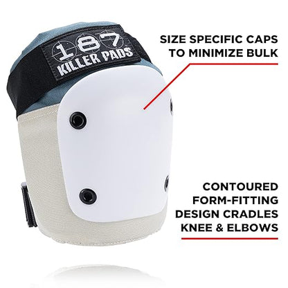 187 KILLER PADS Knee Pads, Elbow Pads Combo Pack, Stone Blue, X-Small