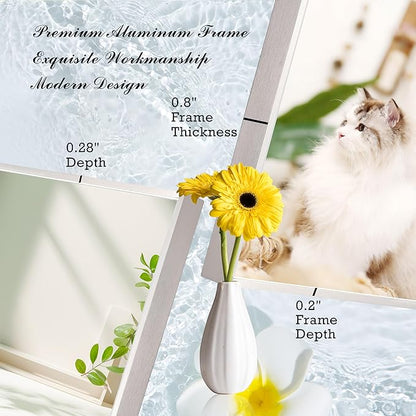 30x36 Inch Nickel Bathroom Mirror for Wall, Aluminum Frame Rectangle Rectangular Vanity Mirror, Modern Large for Bedroom, Living Room, Horizontal or Vertical