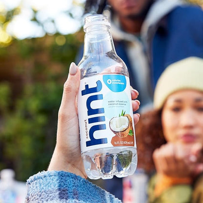 Hint Fruit-Infused Bottled Water, Coconut - Sugar Free Flavored Water with Zero Calories, Naturally Flavored, and No Artificial Sweeteners - 16 Fl Oz (Pack of 12)