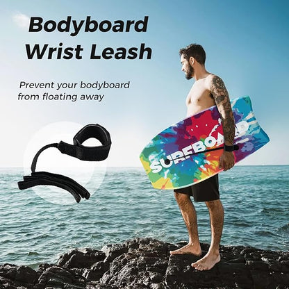KOTEK 33/37/41 Inch Body Board with Wrist Leash, EPS Core, Dual Channel, HDPE Slick Bottom, Bodyboard for All Skill Levels & Wave Conditions