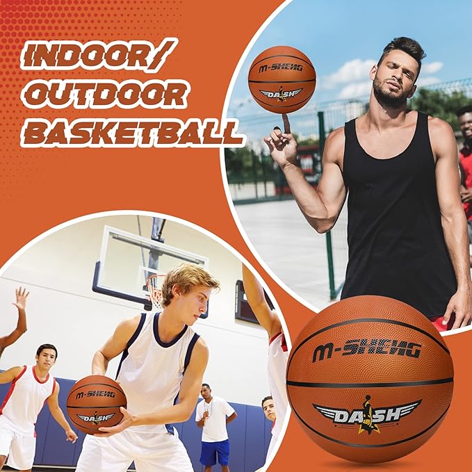 Jerify 12 Pieces Basketballs Bulk Official Size 7 Rubber Basketballs 29.5 Rubber Inflatable Basketballs with Pump Indoor Outdoor Basketballs Bulk Standard Basketball for Training and Play