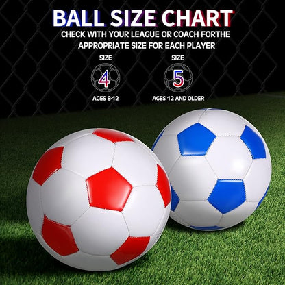 HyDren 4 Pack Soccer Ball with Pump Official Size 4/5 Deflated Soccer Balls Bulk for Outdoor Indoor Practice Training Sport Gift for Kids Boys Teen Youth Adult