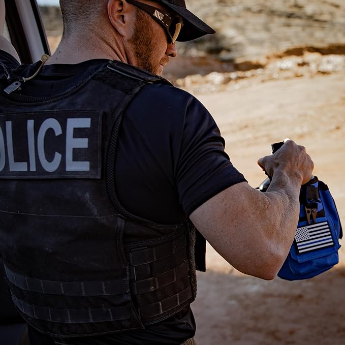 Iron Infidel Battle Bottle - Half Gallon Insulated Water Bottle with Paracord Handle, Large 64 oz Stainless Steel Water Jug with Rugged, Removable Sleeve for Keys, Wallet & Phone (Blue Line 2 Liter)