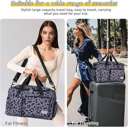 FIORETTO Women's Gym Duffle Bag with Shoes Compartment, 37L Capacity, Ideal for Travel, Gym, Sports, Duffel, Weekender