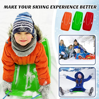 Jerify 12 Pcs 35 in Classic Snow Sled Winter Downhill Sprinter Toboggan with Pull Rope and Handles Plastic Sleds for Kids Adults Snow Sand Board Sleigh, 6 Colors