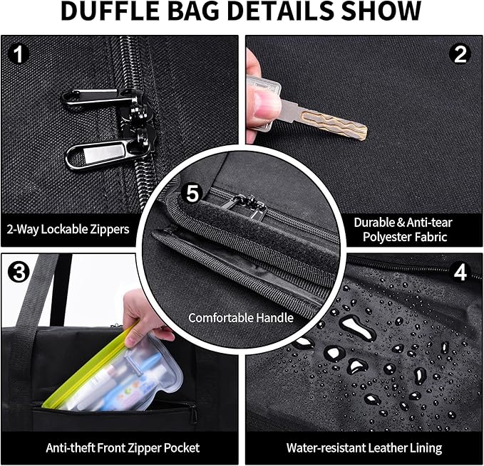 46 Inch Travel Duffle Bag Extra Large Sport Equipment Duffel Bags with 2-way Lockable Zippers