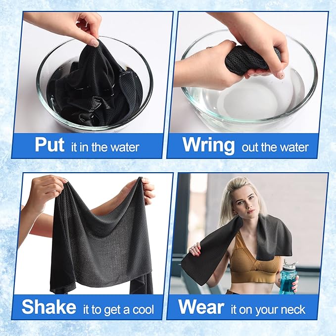 Shellwei 50 Pcs Cooling Towel 40 x 12 Inch Microfiber Workout Towels Breathable Chilly Towel Ice Cool Cold Towels Bulk Fast Drying Absorbent Sweat Rag for Neck Yoga Sports Golf Gym